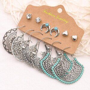 Bohemia Stud and Hoop Earrings Set